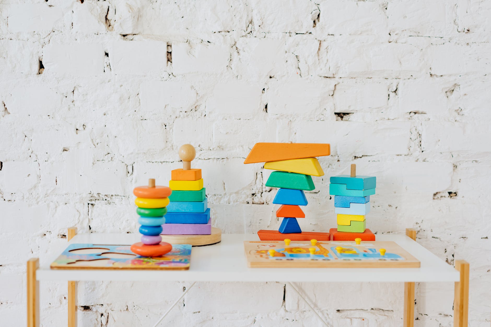 colorful stacking toys on the table
